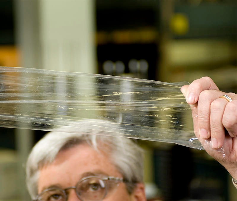 Man examines PE film